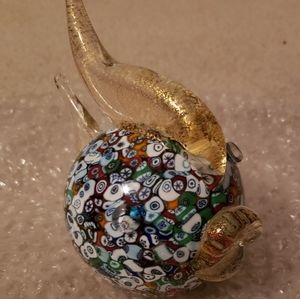 Murano Glass Sculpture, murrine motif glass fish